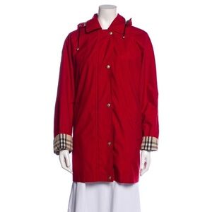 Red Burberry coat